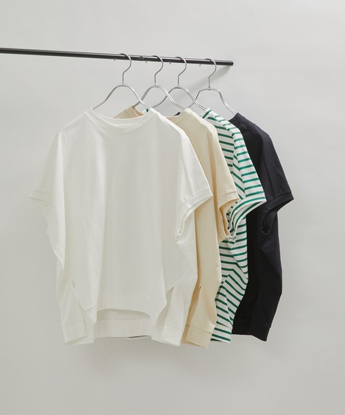 SALON adam et rope'（サロン アダム エ ロペ）の「【WEB・一部店舗限定】ドルマンスリーブTシャツ/無地・ボーダー（Tシャツ/カットソー・レディース・グリーン系その他/ブラック/ベージュ/オフホワイト・FREE）」の20枚目の写真