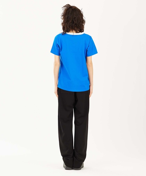 X-girl（エックスガール）の「FLOWER LOGO S/S RINGER CLASSIC TEE（Tシャツ/カットソー・レディース・ブルー/ブラック/ホワイト・S/M）」の16枚目の写真