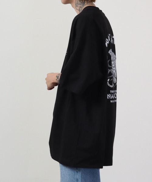 波達(NAMITATSU)（ナミタツ）の「波達(NAMITATSU) 虎和柄TeeBIG 半袖（Tシャツ/カットソー・メンズ・ホワイト/ブラック・3XL/2XL/4XL）」の4枚目の写真