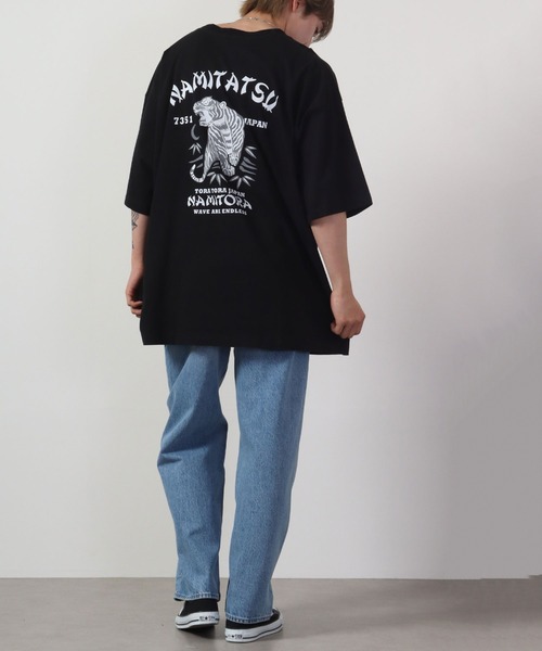 波達(NAMITATSU)（ナミタツ）の「波達(NAMITATSU) 虎和柄TeeBIG 半袖（Tシャツ/カットソー・メンズ・ホワイト/ブラック・3XL/2XL/4XL）」の5枚目の写真