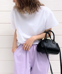 Q | 異素材プリーツドッキングトップス(Tシャツ/カットソー)