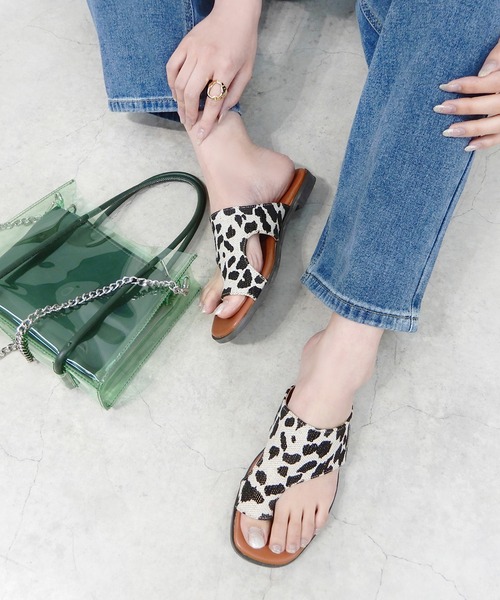 minia（ミニア）の「カバーアップトングサンダル（サンダル・レディース・ブラック/レオパード/ゼブラ/アイボリー・S/M/L/LL）」の3枚目の写真