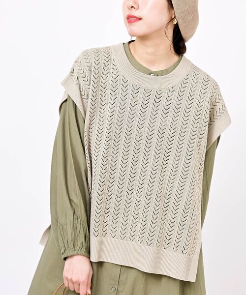 rps(アールピーエス)の「サイドリボンニットベスト(ベスト・レディース・ブラック/ベージュ/ベージュ系その他/グリーン系その他・フリー)」の3枚目の写真