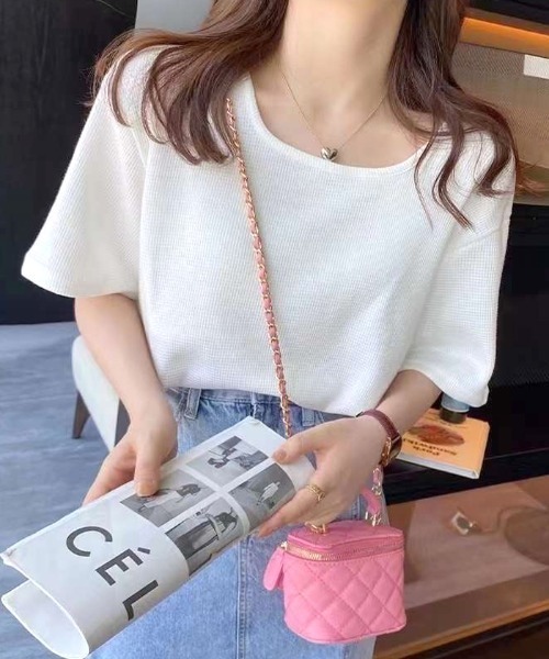 Futier land(フューティアランド)の「スクエアネックワッフルカットソー(Tシャツ/カットソー・レディース・ホワイト/オレンジ/ブラック・FREE)」の5枚目の写真