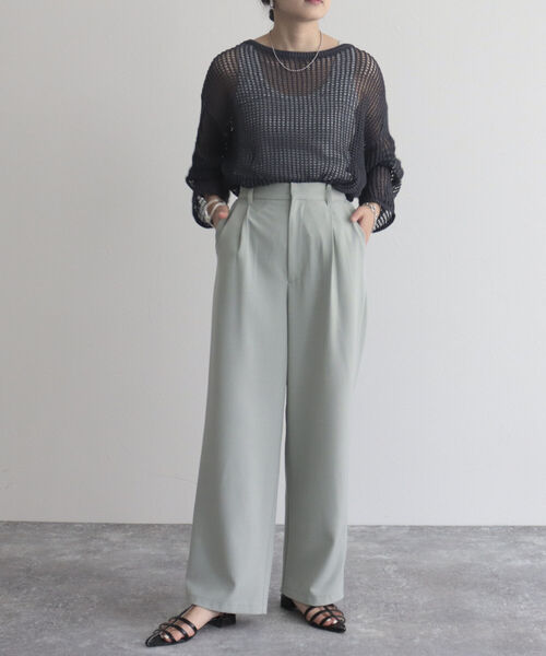 fredy emue（フレディエミュ）の「【fredye mue/フレディエミュ】タックスラックスパンツ（スラックス・レディース・チャコールグレー/ミント/ブラック・36/38）」の5枚目の写真