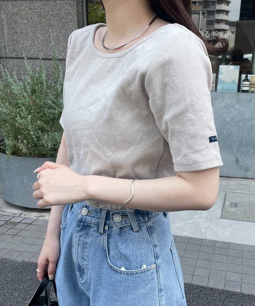 mline（エムライン）の「[mline] ちび半袖Tシャツ（Tシャツ/カットソー・レディース・ピンク/ベージュ/ブルー/オフホワイト/ブラック/ホワイト系その他/グレー系その他/ピンク系その他・FREE）」の5枚目の写真