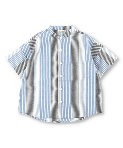 BRANSHES(ブランシェス)の「先染めマルチストライプ半袖シャツ(シャツ/ブラウス・キッズ・ブルー/パープル・110/120/100/130/150/90/140)」の9枚目の写真