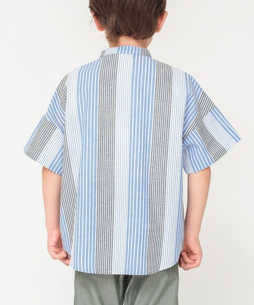 BRANSHES(ブランシェス)の「先染めマルチストライプ半袖シャツ(シャツ/ブラウス・キッズ・ブルー/パープル・110/120/100/130/150/90/140)」の11枚目の写真