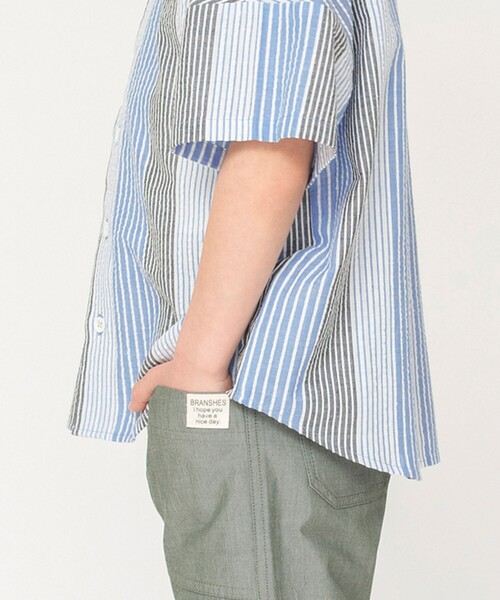 BRANSHES(ブランシェス)の「先染めマルチストライプ半袖シャツ(シャツ/ブラウス・キッズ・ブルー/パープル・110/120/100/130/150/90/140)」の14枚目の写真