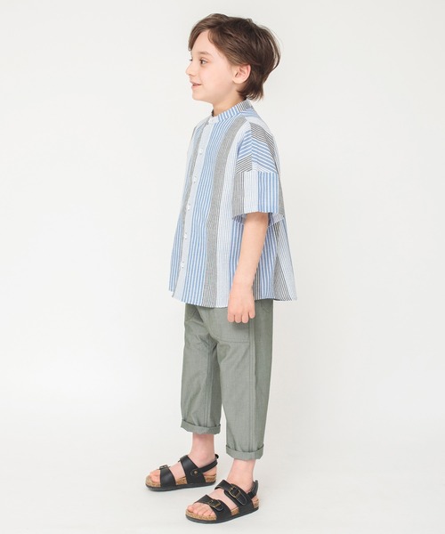 BRANSHES(ブランシェス)の「先染めマルチストライプ半袖シャツ(シャツ/ブラウス・キッズ・ブルー/パープル・110/120/100/130/150/90/140)」の3枚目の写真