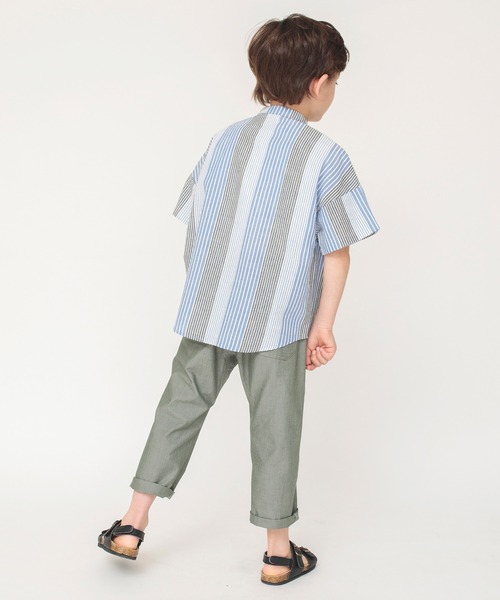 BRANSHES(ブランシェス)の「先染めマルチストライプ半袖シャツ(シャツ/ブラウス・キッズ・ブルー/パープル・110/120/100/130/150/90/140)」の5枚目の写真