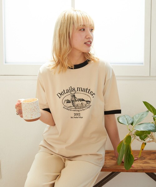 FREAK'S STORE（フリークスストア）の「【限定展開】w/ the Parks/ウィズザパークス　Details.. color ringer print tee/プリントリンガーTシャツ（Tシャツ/カットソー・レディース・ブラック/グリーン・ﾌﾘ-）」の5枚目の写真