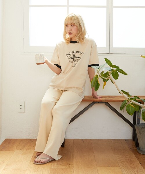 FREAK'S STORE（フリークスストア）の「【限定展開】w/ the Parks/ウィズザパークス　Details.. color ringer print tee/プリントリンガーTシャツ（Tシャツ/カットソー・レディース・ブラック/グリーン・ﾌﾘ-）」の6枚目の写真