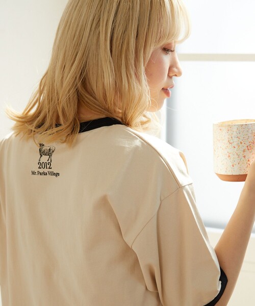 FREAK'S STORE（フリークスストア）の「【限定展開】w/ the Parks/ウィズザパークス　Details.. color ringer print tee/プリントリンガーTシャツ（Tシャツ/カットソー・レディース・ブラック/グリーン・ﾌﾘ-）」の10枚目の写真