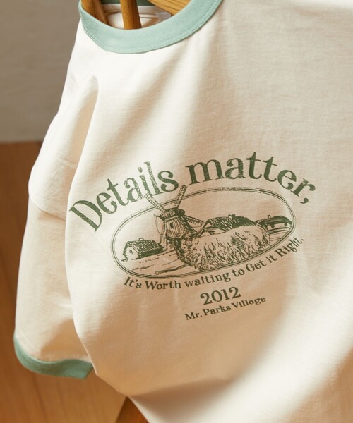 FREAK'S STORE（フリークスストア）の「【限定展開】w/ the Parks/ウィズザパークス　Details.. color ringer print tee/プリントリンガーTシャツ（Tシャツ/カットソー・レディース・ブラック/グリーン・ﾌﾘ-）」の12枚目の写真