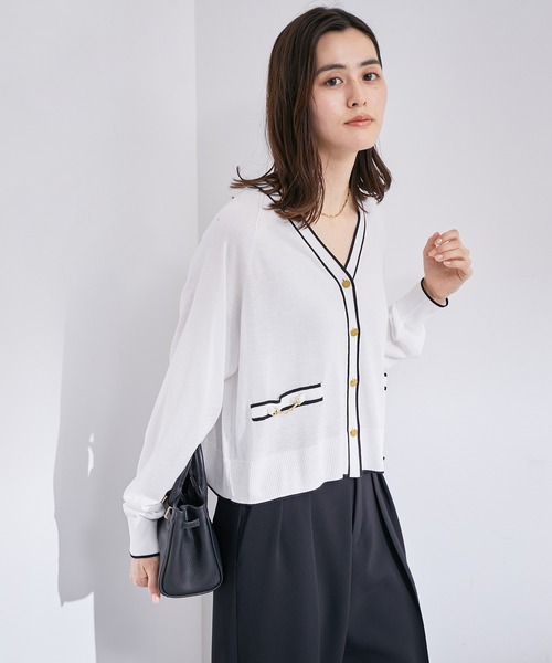 ROPE'（ロペ）の「ビット付きカーディガン（カーディガン/ボレロ・レディース・ブラック/ホワイト・38）」の2枚目の写真