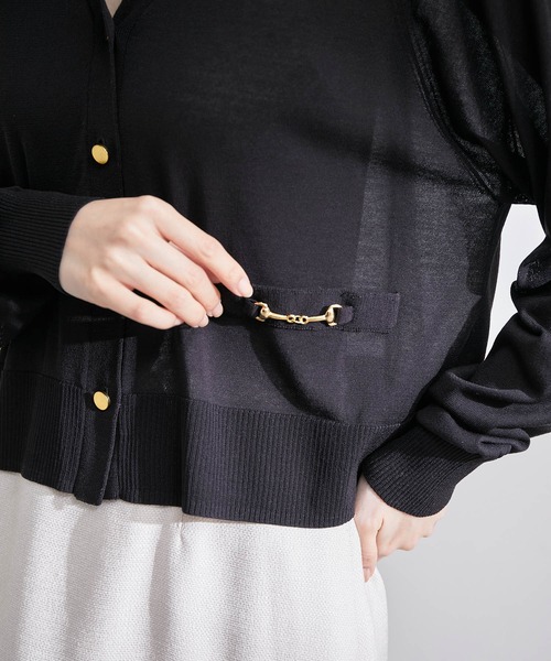 ROPE'（ロペ）の「ビット付きカーディガン（カーディガン/ボレロ・レディース・ブラック/ホワイト・38）」の9枚目の写真