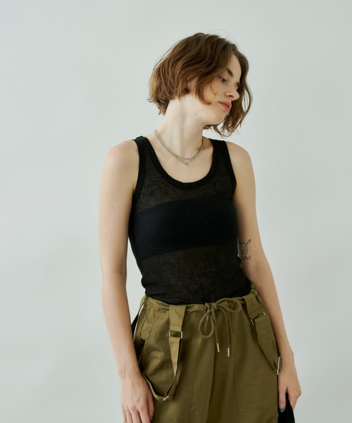 リブタンクトップ - オリーブグリーン - レディース | H&M JP