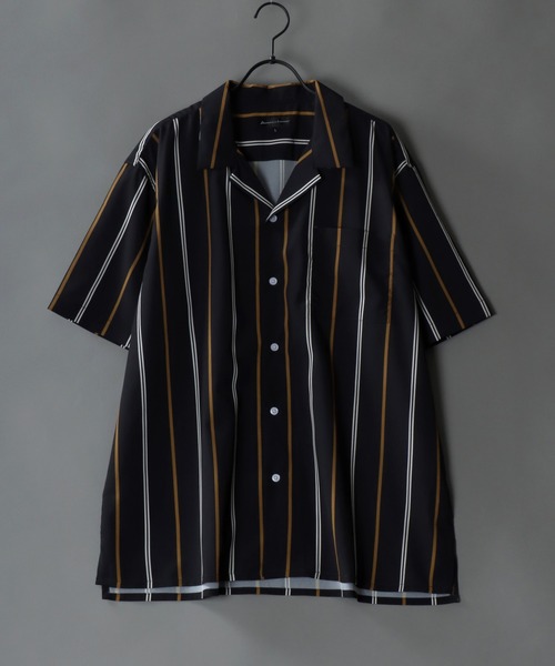 SITRY（シトリー）の「Drape Open Collar Shirt/ドレープ オープンカラー 半袖シャツ（シャツ/ブラウス・メンズ・モカ/ブルー系その他/チャコール/ブラック系その他4/ライトグリーン/ホワイト系その他/ベージュ系その他/ライトグレー/ホワイト/グレー系その他/ブラウン系その他/ブラック系その他2/ブルー系その他2/ブルー系その他3/ブルーグレー/ブラック/ライトブルー/ダークグリーン/ブラック系その他/ターコイズブルー/ブラック系その他3/ブラック系その他5/ブラウン系その他2・M/L/LL）」の5枚目の写真