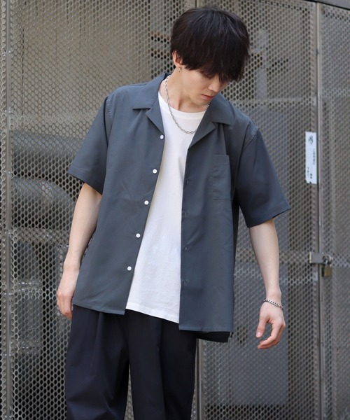 セール】Drape Open Collar Shirt/ドレープ オープンカラー 半袖