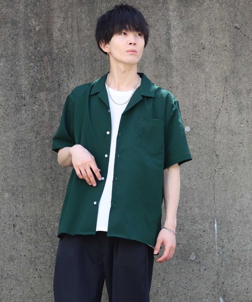 セール】Drape Open Collar Shirt/ドレープ オープンカラー 半袖
