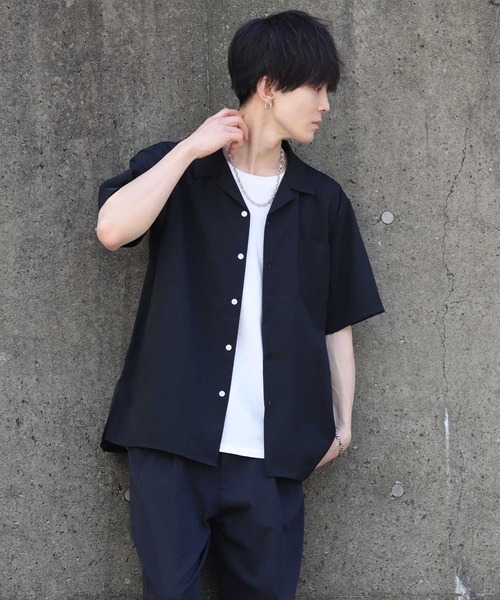 セール】Drape Open Collar Shirt/ドレープ オープンカラー 半袖
