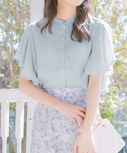 alotta(アロッタ)の「楊柳シフォンバンドカラーブラウス(シャツ/ブラウス・レディース・ミント/ダークブルー/アイボリー/オフホワイト/ブラック/ピンク/ライトグレー/ベージュ/ピンクベージュ・LARGE/MEDIUM/X-LARGE/XX-LARGE)」の16枚目の写真