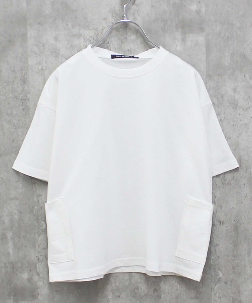 THE CASUAL(カジュアル)の「【USAコットン】サイドポケットBIG 半袖T(Tシャツ/カットソー・キッズ・グリーン系その他/オフホワイト/チャコール/ブラック/ベージュ/パープル・120cm/130cm/140cm/160cm/110cm/150cm)」の3枚目の写真