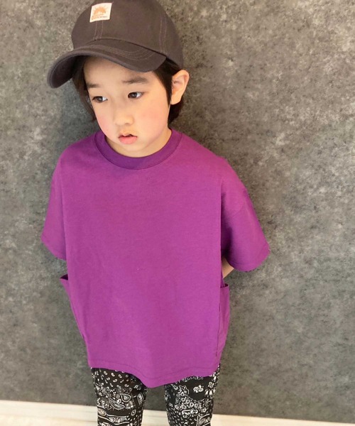 THE CASUAL(カジュアル)の「【USAコットン】サイドポケットBIG 半袖T(Tシャツ/カットソー・キッズ・グリーン系その他/オフホワイト/チャコール/ブラック/ベージュ/パープル・120cm/130cm/140cm/160cm/110cm/150cm)」の9枚目の写真