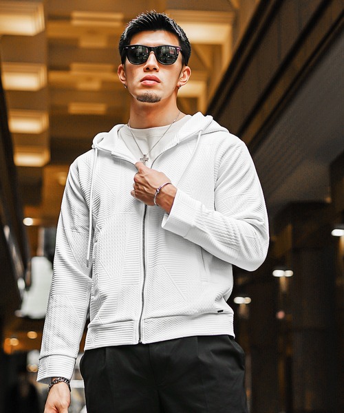 SOMEDIFF】フクレジャガードフルZIPパーカー メンズ ハリ感