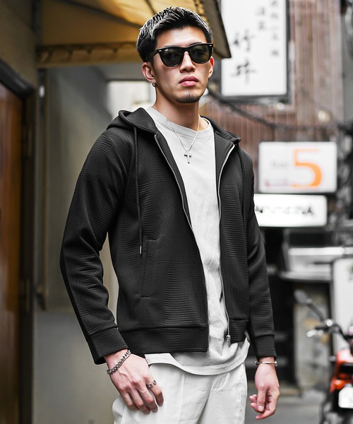 セール】【SOMEDIFF】フクレジャガードフルZIPパーカー メンズ ハリ感