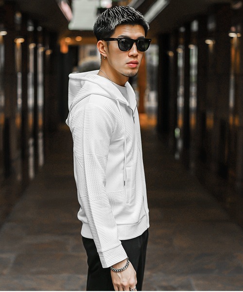 セール】【SOMEDIFF】フクレジャガードフルZIPパーカー メンズ ハリ感