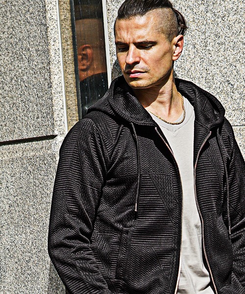 SOMEDIFF】フクレジャガードフルZIPパーカー メンズ ハリ感