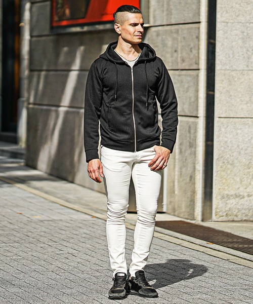 セール】【SOMEDIFF】フクレジャガードフルZIPパーカー メンズ ハリ感