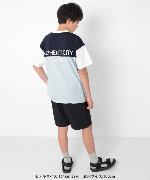 GLAZOS（グラソス）の「【接触冷感】カラーブロックロゴプリント半袖Tシャツ（Tシャツ/カットソー・キッズ・チャコールグレー/ホワイト・160cm/150cm/140cm/170cm）」の14枚目の写真