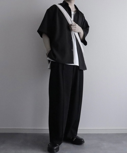 NILWAY（ニルウェイ）の「センタークリースワイドストレートパンツ（スラックス・メンズ・ブラック/ライトグレー/チャコール/オフホワイト・SMALL/LARGE/MEDIUM）」の8枚目の写真