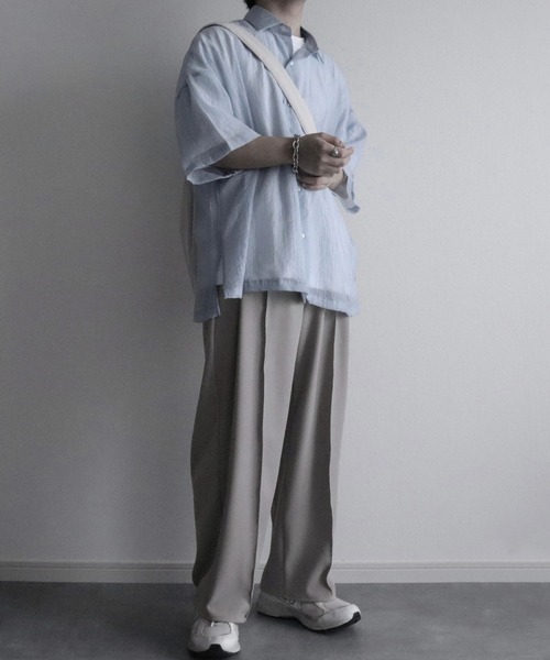 NILWAY（ニルウェイ）の「センタークリースワイドストレートパンツ（スラックス・メンズ・ブラック/ライトグレー/チャコール/オフホワイト・SMALL/LARGE/MEDIUM）」の10枚目の写真