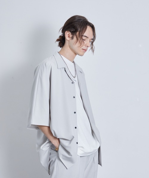 JUNRED(ジュンレッド)の「セットアップ対応 / エアリーストレッチドルマンシャツ(シャツ/ブラウス・メンズ・ライトグレー/ブラック/グリーン系その他/ブルー系その他4・S/M/L)」の8枚目の写真