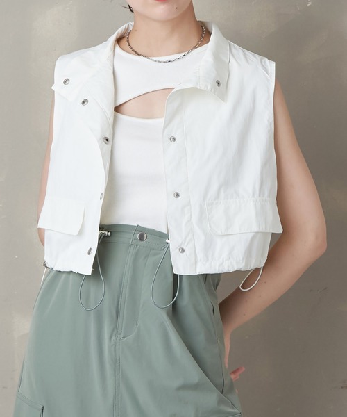 Lull（ルル）の「【Lull / ルル】ミリタリーショートベスト（ベスト・レディース・ブラック/カーキ/オフホワイト・ONESIZE）」の7枚目の写真