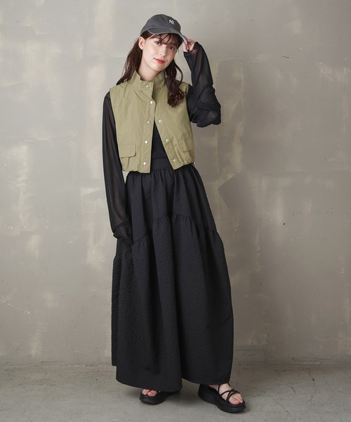 Lull（ルル）の「【Lull / ルル】ミリタリーショートベスト（ベスト・レディース・ブラック/カーキ/オフホワイト・ONESIZE）」の12枚目の写真