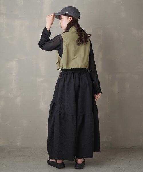 Lull（ルル）の「【Lull / ルル】ミリタリーショートベスト（ベスト・レディース・ブラック/カーキ/オフホワイト・ONESIZE）」の14枚目の写真