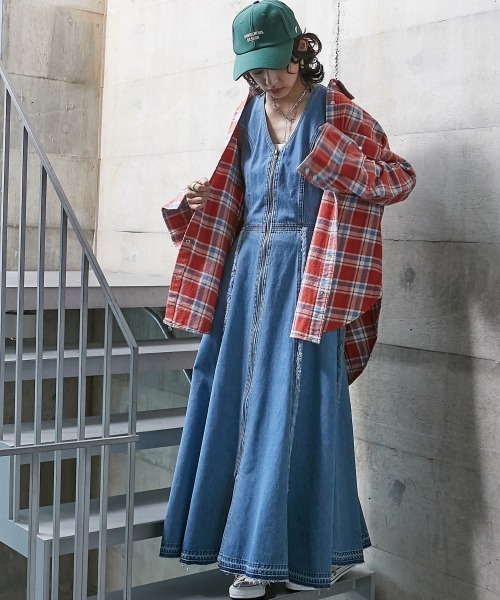 GEVS.（ジェイヴィス）の「＜大きいサイズ＞ 綿100％チェックチュニックシャツ GEVS.（シャツ/ブラウス・レディース・ブルー系/ピンク系・3L/5L/L/LL/4L）」の12枚目の写真