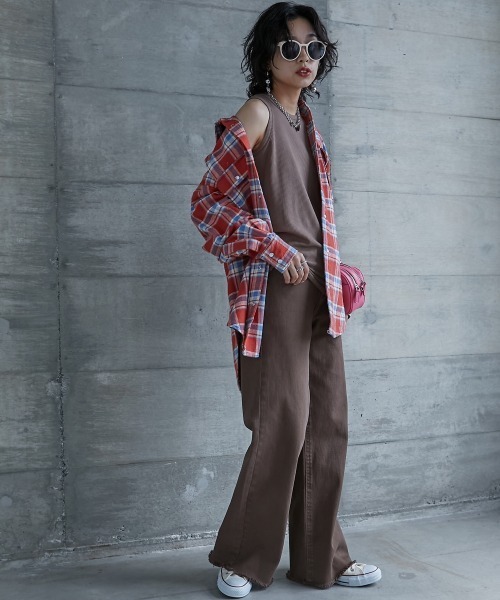 GEVS.（ジェイヴィス）の「＜大きいサイズ＞ 綿100％チェックチュニックシャツ GEVS.（シャツ/ブラウス・レディース・ブルー系/ピンク系・3L/5L/L/LL/4L）」の10枚目の写真