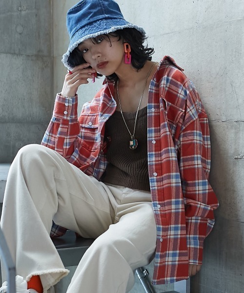 GEVS.（ジェイヴィス）の「＜大きいサイズ＞ 綿100％チェックチュニックシャツ GEVS.（シャツ/ブラウス・レディース・ブルー系/ピンク系・3L/5L/L/LL/4L）」の15枚目の写真