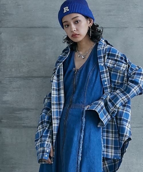 GEVS.（ジェイヴィス）の「＜大きいサイズ＞ 綿100％チェックチュニックシャツ GEVS.（シャツ/ブラウス・レディース・ブルー系/ピンク系・3L/5L/L/LL/4L）」の16枚目の写真