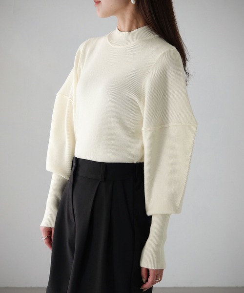 cheriella（シェリエラ）の「【cheriella】WEB限定デザインシルエットスリーブニット WEB LIMITED DESIGN SILHOUETTE SLEEVE KNIT（ニット/セーター・レディース・アイボリー/ブラック/パープル/レッド/グリーン・M）」の7枚目の写真