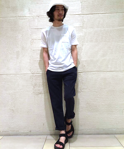 CIAOPANIC TYPY（チャオパニックティピー）の「綿麻ストライプイージーパンツ（その他パンツ・メンズ・ホワイト/ネイビー・SMALL/MEDIUM/LARGE）」の4枚目の写真