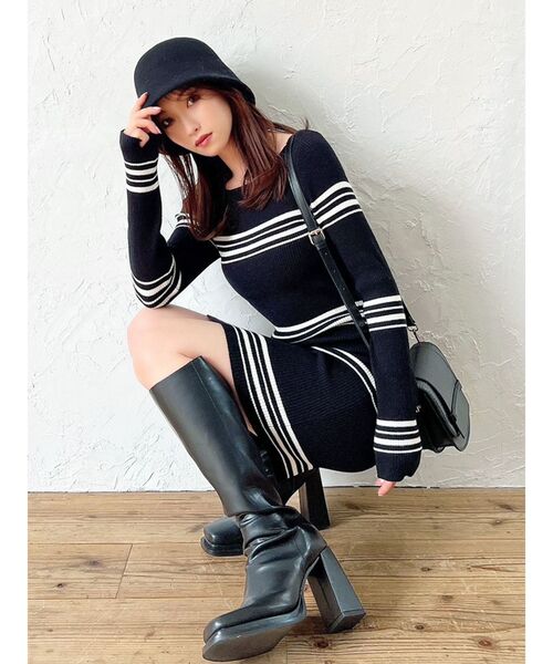 RESEXXY（リゼクシー）の「リブニット長袖ワンピース（ワンピース・レディース・ブラック/その他1/アイボリー/オレンジ・SMALL/MEDIUM）」の21枚目の写真