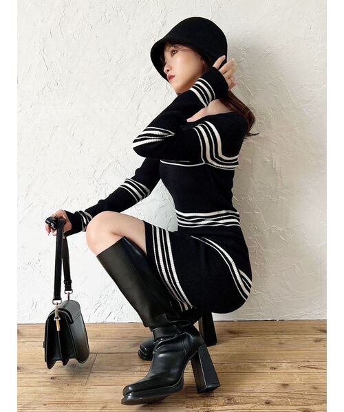 RESEXXY（リゼクシー）の「リブニット長袖ワンピース（ワンピース・レディース・ブラック/その他1/アイボリー/オレンジ・SMALL/MEDIUM）」の20枚目の写真