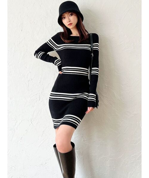 RESEXXY（リゼクシー）の「リブニット長袖ワンピース（ワンピース・レディース・ブラック/その他1/アイボリー/オレンジ・SMALL/MEDIUM）」の18枚目の写真